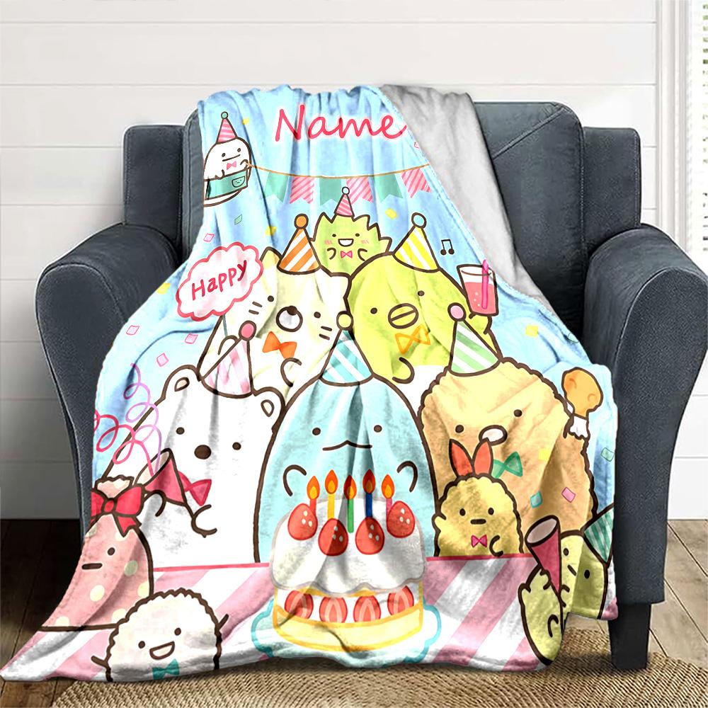 Customiz Name Personality Sumikko Gurashi Blanket Soft &Warm Sofa Office Bed Travel Lunch Break Blanket, Gift Suitable All Seasons