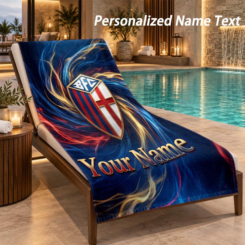 Custom Text Bologna FC Print Beach Towel Large Towel For Home Bathroom Beach