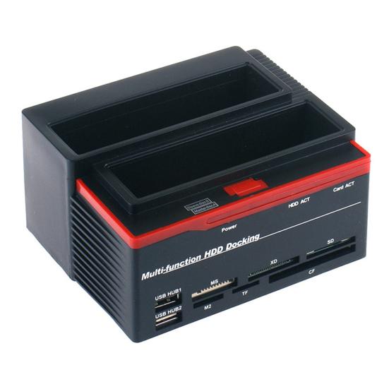 USB2.0 To IDE/SATA Dual-disk Multi-function Hard Disk Dock 2xUSB2.0 Card Reader for WinXP/Vista/7/8/10 Linux MAC OS