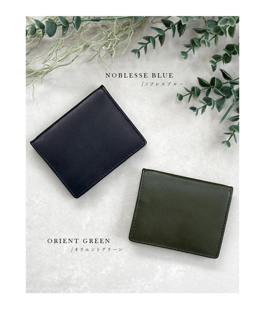 Genuine Leather Coin Purse, Slim, Compact, Box-Shaped, Small, Visible, Card Slots, Snap Button, Men's (Orient Green)