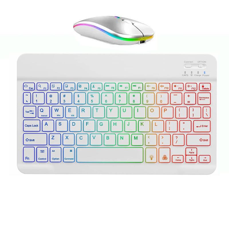 Backlit Led Keyboard 10 inch Wireless Rechargeable Keypads for iPad Tablet Phone PC Magnet Bluetooth Keyboard with Mouse