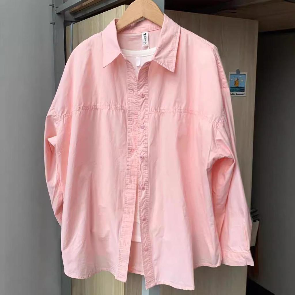 Женская рубашка Dopamine из 100% хлопка, однотонная, с длинными рукавами, универсальная верхняя одежда на осень и весну, свободный крой