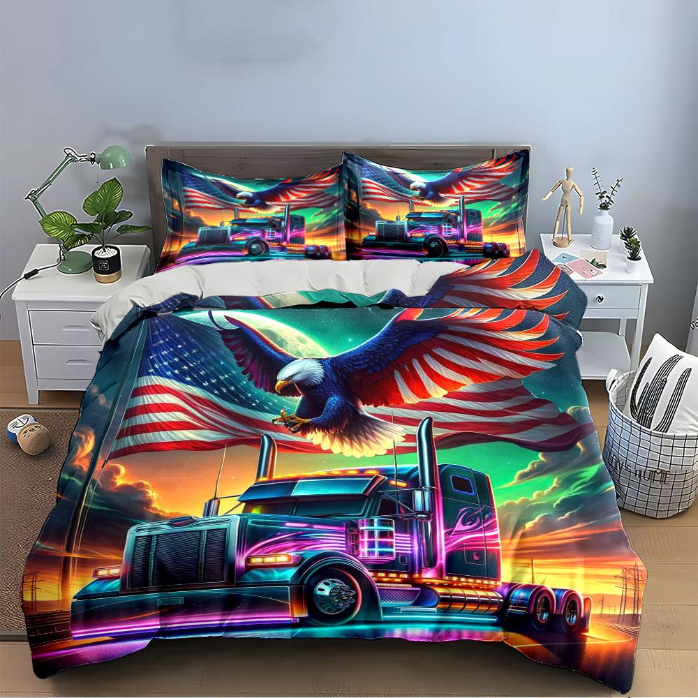 Eagle Truck USA Flag Bedding Bedding Duvet Cover Set Duvet Cover Pillowcases (1 * Duvet Cover 2 * Pillowcases, without duvet insert)