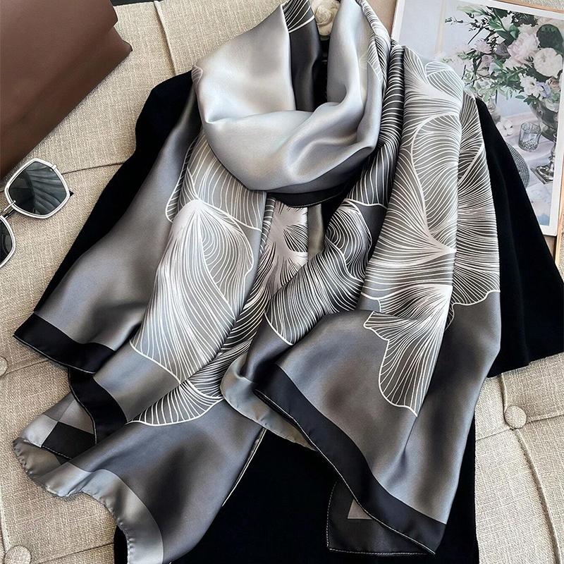 New Luxury Brand Silk Scarf Women Print Muffler Shawls Wraps Scarves Hijab Bufanda Foulard Female Bandana 180*90cm