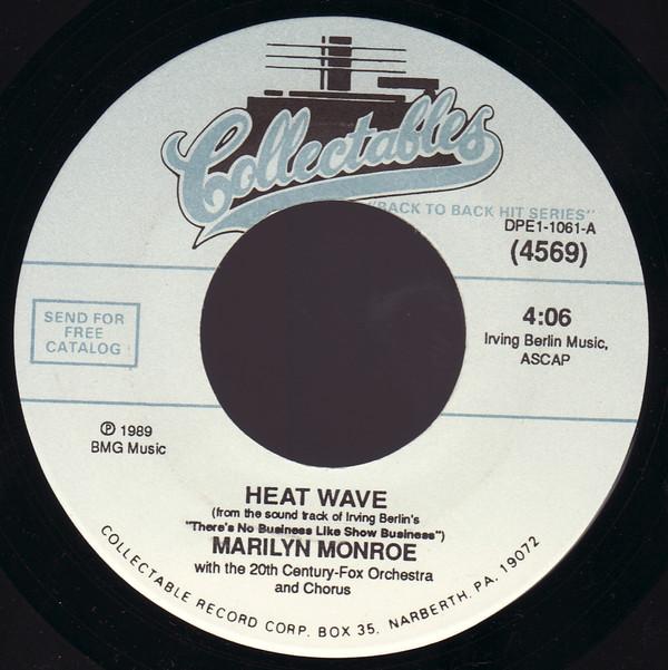 7-дюймовая пластинка MARILYN MONROE Heat Wave River Of No Return DPE11061 Коллекционное издание 1989 г. США Джаз Б/у