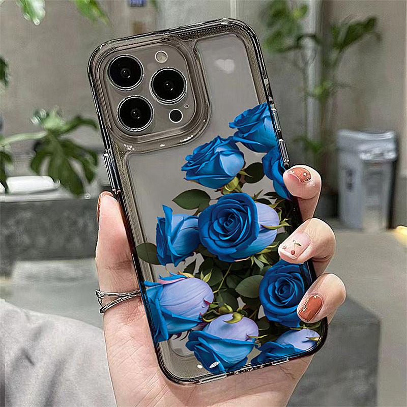 Минималистичный чехол с розой для iPhone 16 15 14 13 12 11 Pro Max XS X XR 8 7 Plus 16e SE 2020 Цветочный противоударный прозрачный силиконовый чехол