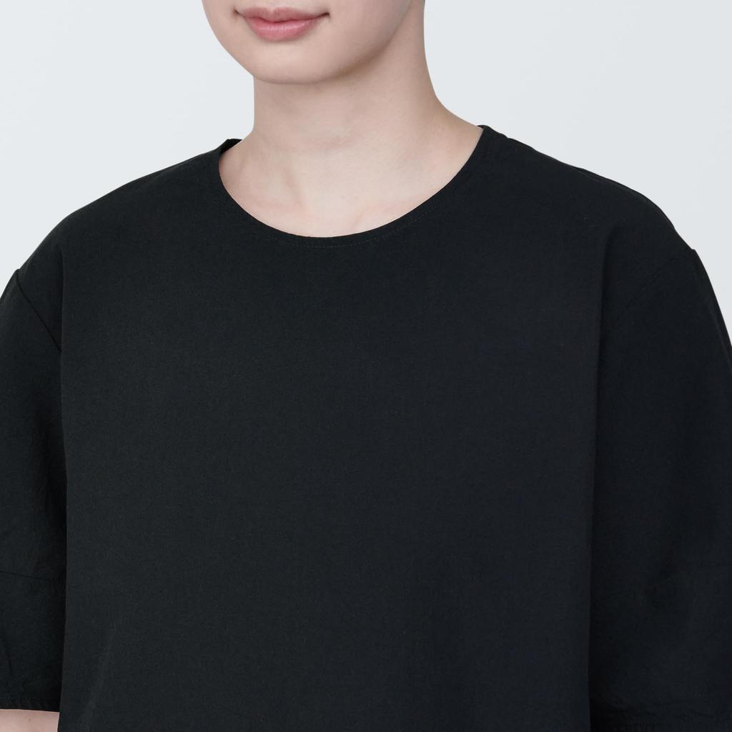 MUJI Cool Size BC2JOA4S Women's Short-Sleeved Blouse, Broadcloth, Black, M,