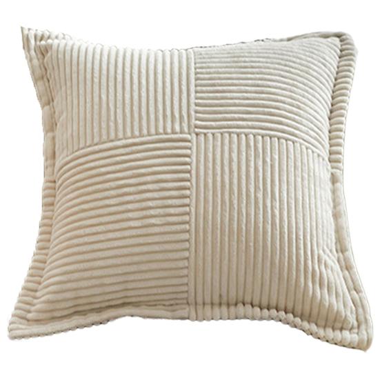 Рождественская наволочка, мягкий однотонный вельветовый полосатый квадратный декоративный чехол с широкой каймой, домашний декор