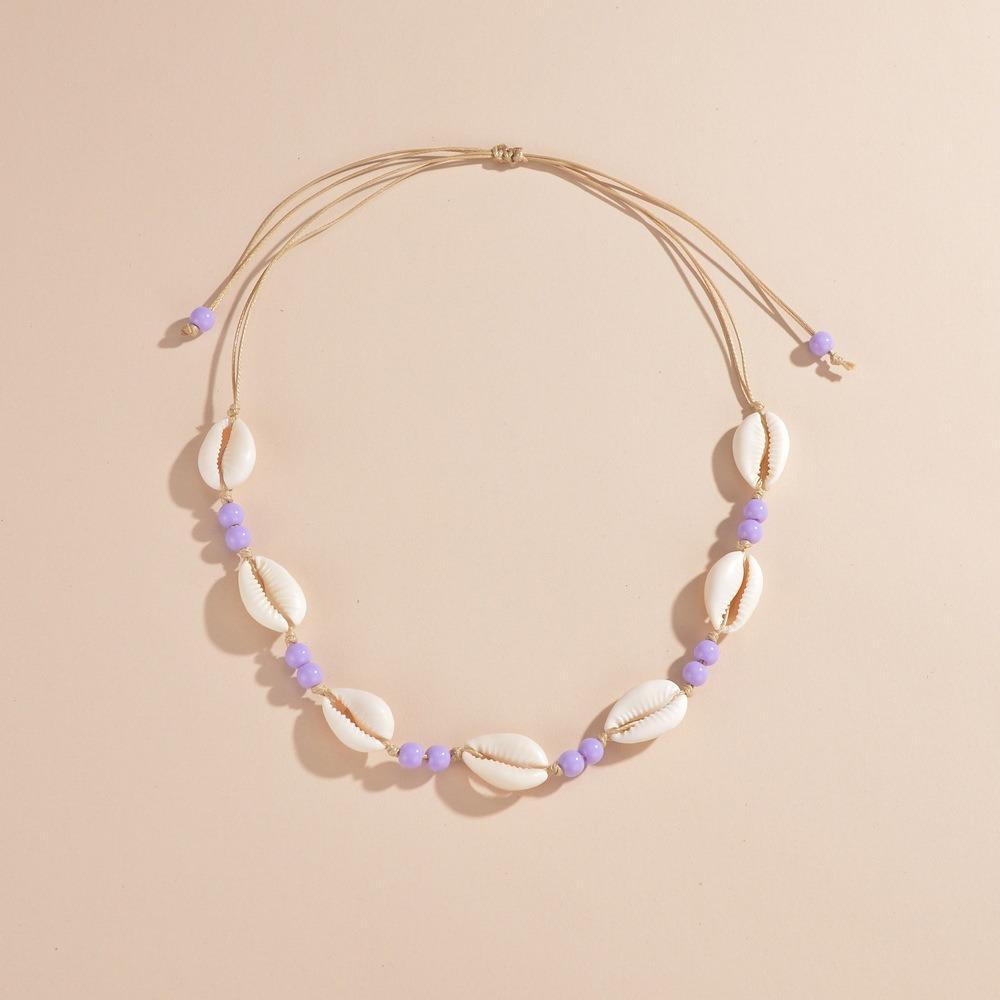 Ожерелье из ракушек с плетеной цепочкой, регулируемое, с ракушками, новая регулируемая цепочка на шею для женщин