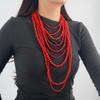 Z Series Red Rice Beads Multi-Layer Retro Women's Necklace