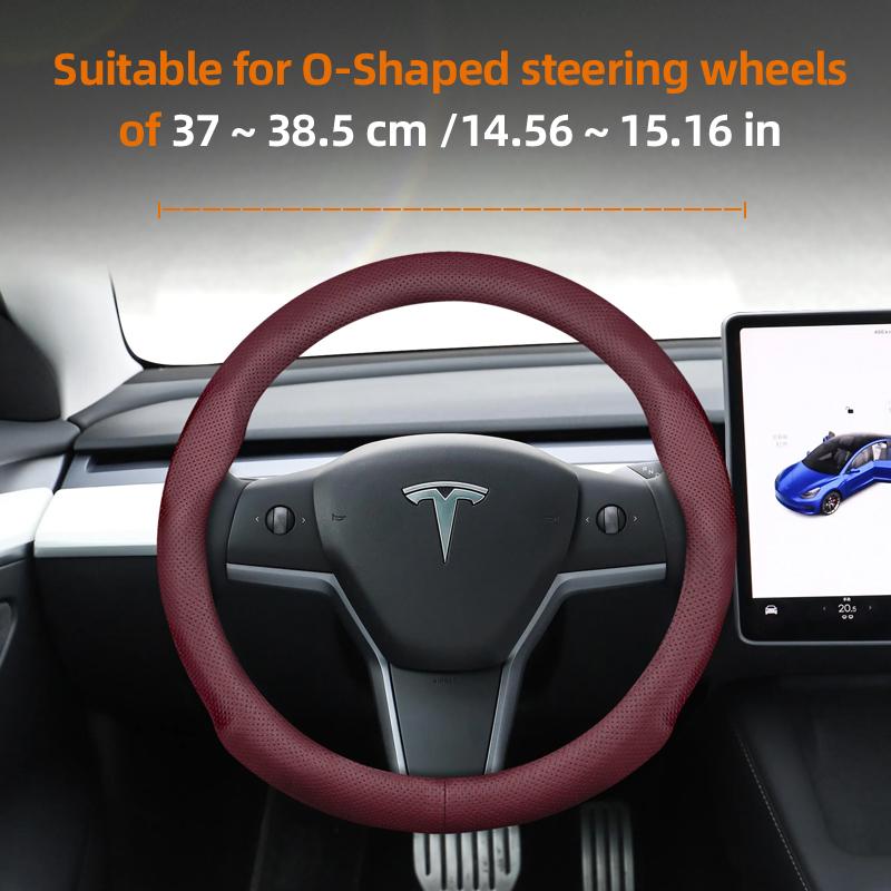 Suitable for Tesla Ultra-Thin Breathable Leather Steering Wheel Cover Suitable for Model 3 Y X S 2024