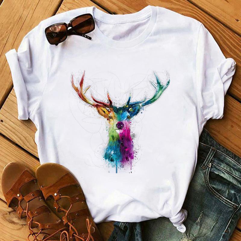 Футболка с принтом в виде акварельного слона и животного Женская футболка с рисунком в стиле Харадзюку Смешная футболка для любителей собак Женская футболка