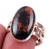 Натуральный Махагоновый Обсидиан Драгоценный Камень 925 Проба Стерлинговое Серебро Двухцветное Кольцо Размер 9US n2q99