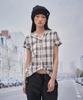 SOMSOC Ria Hooded Balloon Check Half Shirt_White
