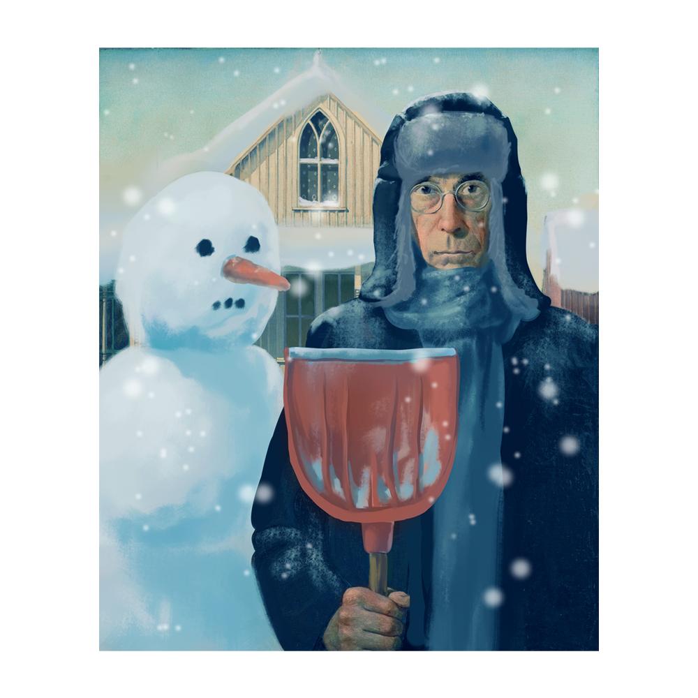 Vintage Portrait Poster American Gothic Art Print Canvas Painting Funny Design Wall Art Abstract Pictures for Gallery Home Decor