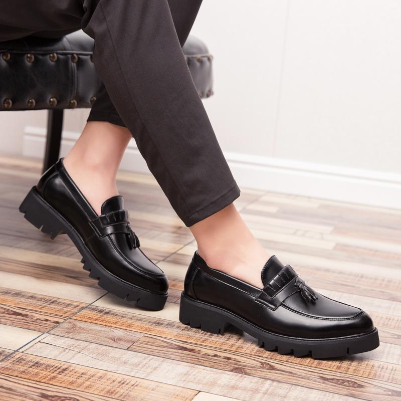 Мужские кожаные туфли ручной работы, повседневные туфли на платформе с кисточками, высококачественные зеленые оксфордские туфли на толстой подошве, мужские свадебные туфли