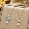 Новое ожерелье-кисточка из циркона с бабочкой, модная белая цепочка до ключицы, женская