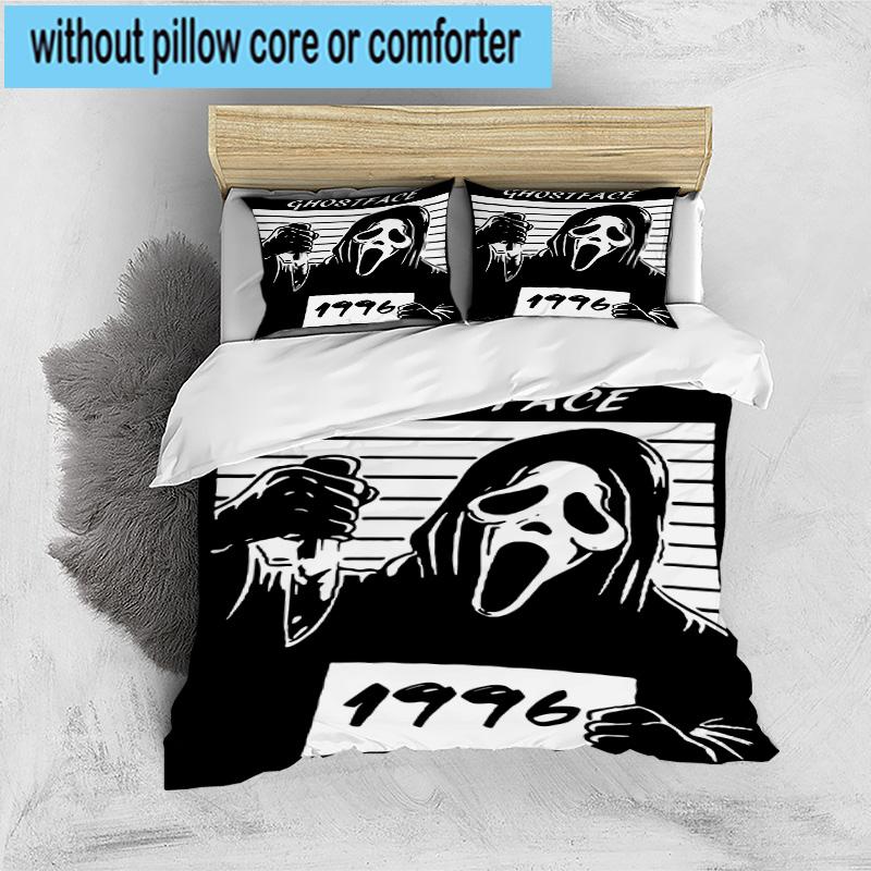 3PCS Ghostface Night Horror 3pcs Bedding,Including 3PCS Duvet Cover And 2pcs Pillowcases Perfect for Christmas,Ideal for Bedroom, Dormitory