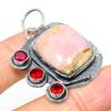 Pink Opal, Garnet Handmade 925 Sterling Silver Gift Pendant 1.77" y3P02