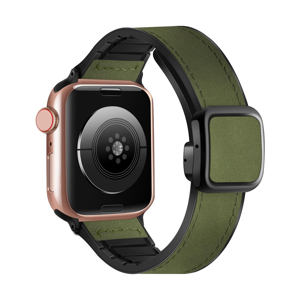 Ремешок из натуральной кожи для Apple Watch 45мм 44мм 40мм 41мм 49мм 42мм Магнитный браслет correa Серия 9 8 7 6 5 4 SE Ultra 2