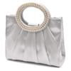 2way Pearl Handle Party Bag Lace Design Gorgeous Elegant [PLEX] Women's (Silver (Pleated Type))