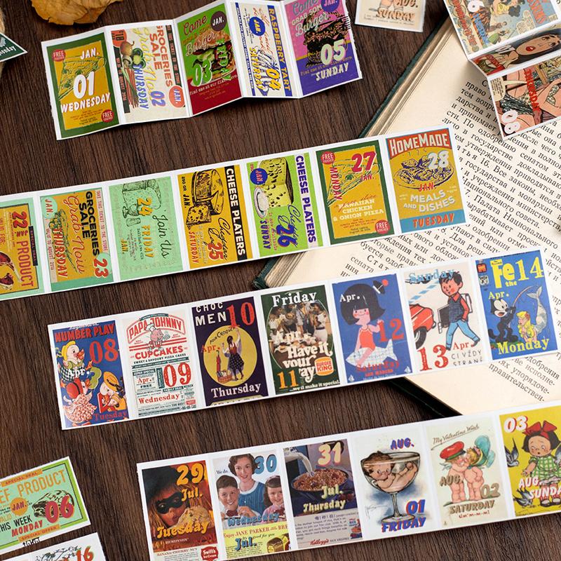 Journal GO 365 Pages Creative Sticky Tearable Calendar 2026 Retro Mini Calendar Book for Planner Journal Scrapbooking Diary diy