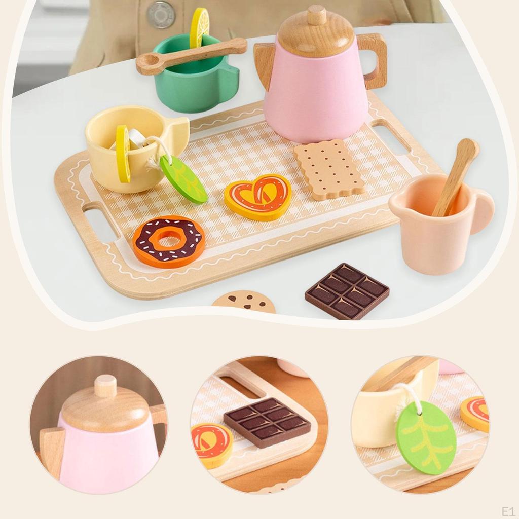 Детский игровой набор для чаепития для детей от 3 до 5 лет с деревянными чайными чашками