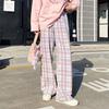 Pants Women Plaid Colorful Loose Students Cute Girl Kawaii Chic Stylish Pockets High Waist Straight Streetwear