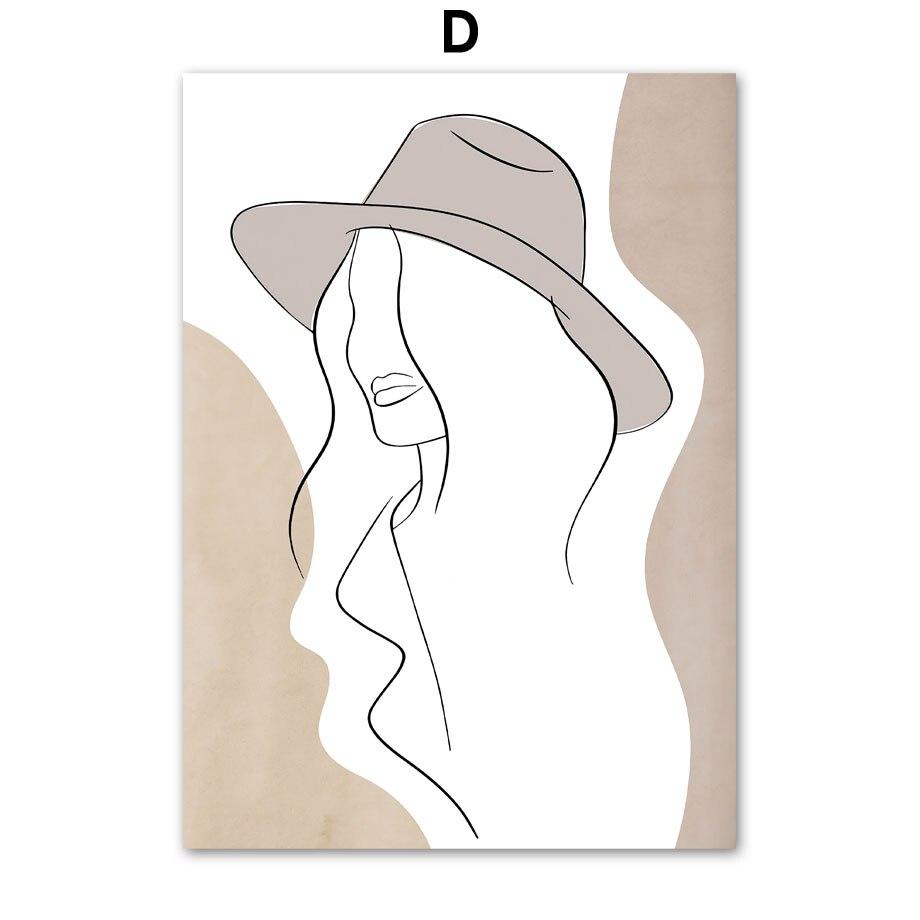 Настенное искусство, холст, современный минималистский стиль, шляпа, девушка, сердце, скандинавские постеры, живопись и принты, настенные панно для гостиной, дома