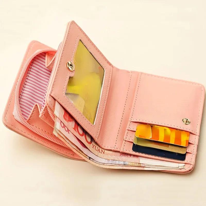 Новый женский кошелек, короткий кошелек с милым котом, кожаный маленький кошелек для монет, сумка для денег, держатель для карт, женский женский кошелек на засове