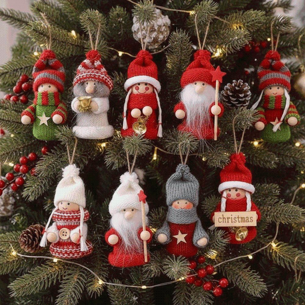 Soft Fabric Handmade Gnome Ornament Knitted Xmas Tree Decor Plush Santa Doll Party Planners