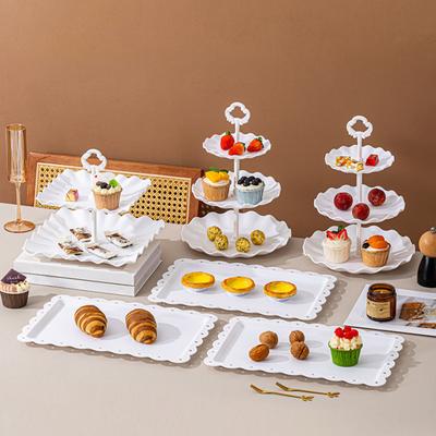 Трехъярусные подставки для кексов с десертными подносами, настольная витрина, ярусная подставка для конфет и тортов
