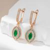 Bohemian Gold Color Rhombus Drop Earrings for Women Ethnic Green Zircon Long Earrings Jewelry Gifts CLE