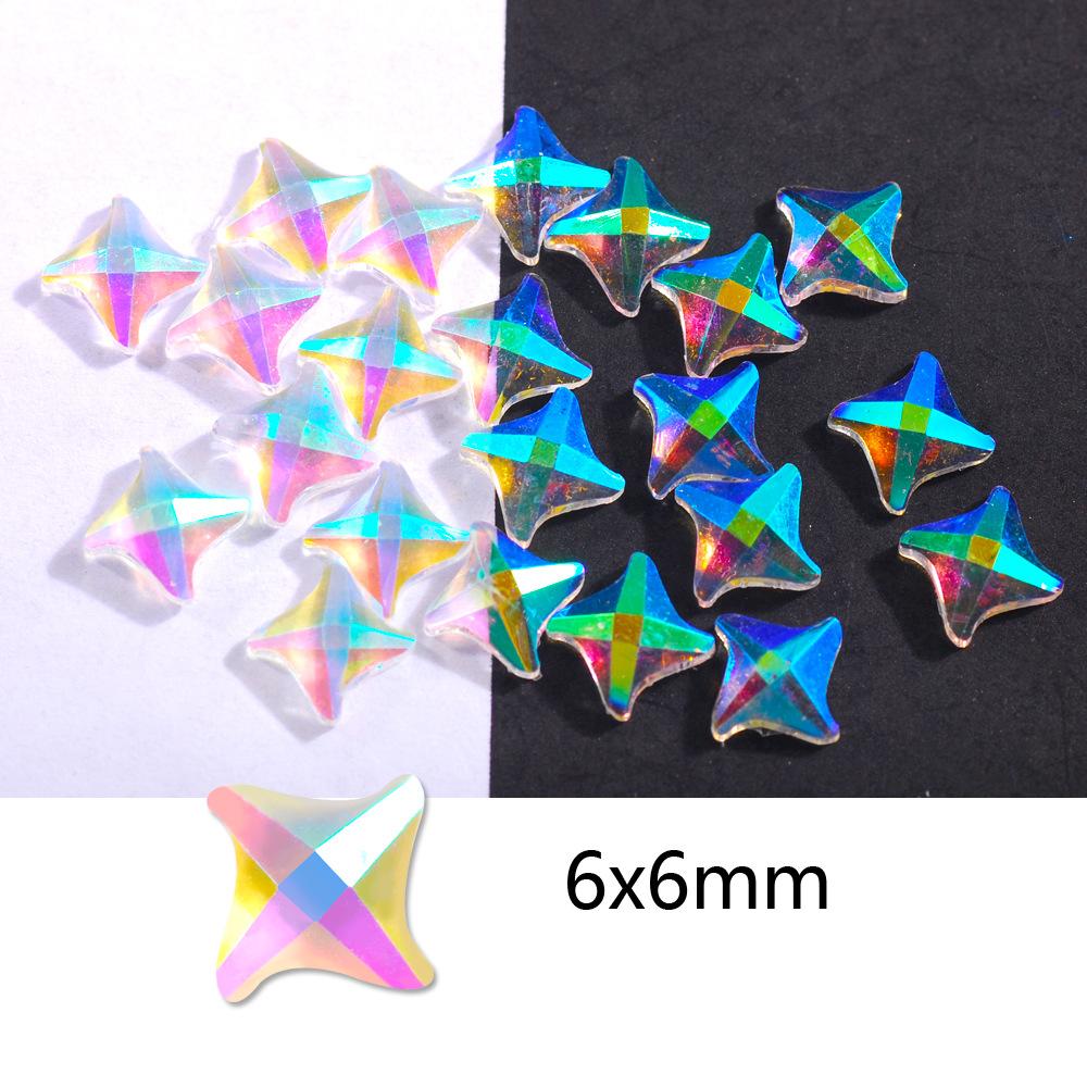 100Pcs Aurora Resin 3D Nail Rhinestones Crystal Gem Stone Nail Art Decoration