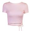 Open Back Crop Tops Summer Women Bandage Lace-up Backless Solid Pullover T Shirt Slim Tee