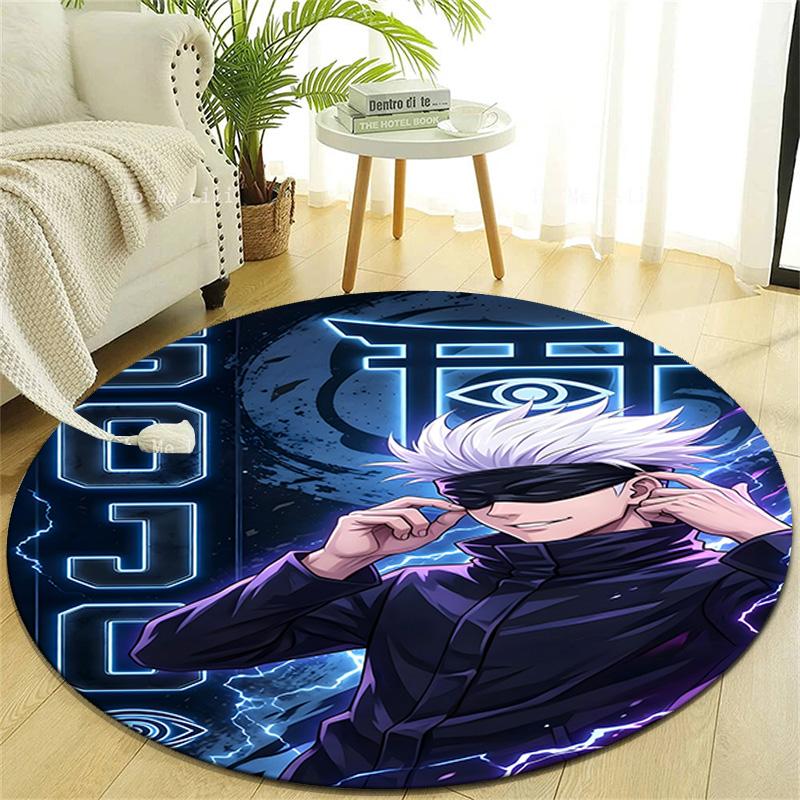 1pc Gojo Satoru Print Round Carpet Chair Round Carpet Suitable for Bedroom Living Room Home Decorative Carpet