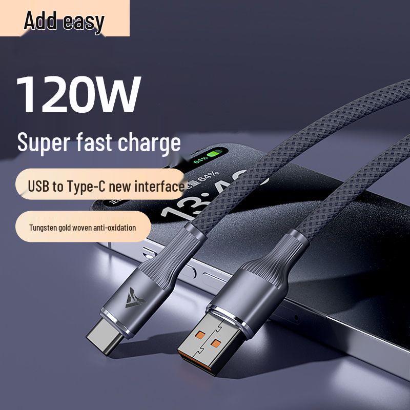 3м Плетеный Кабель Type-C для Быстрой Зарядки 120 Вт для Huawei Honor 6A