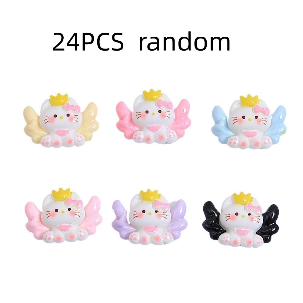 24/120PCS Cute Wings Meow Cartoon Handmade DIY Accessories Cream Glue Resin Small Accessories Hole Shoe Buckle Material