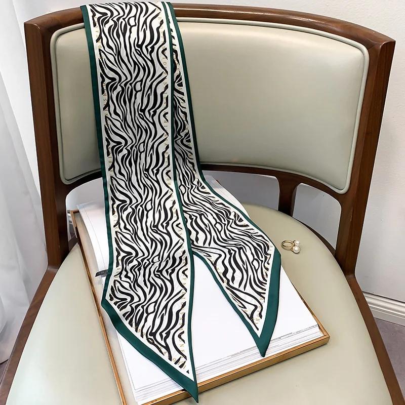 Длинный шелковый шарф-мешок, галстук, женская шея, узкие шарфы, повязка на голову, платок, принт лошади, брендовая женская шейная лента, весна, новинка