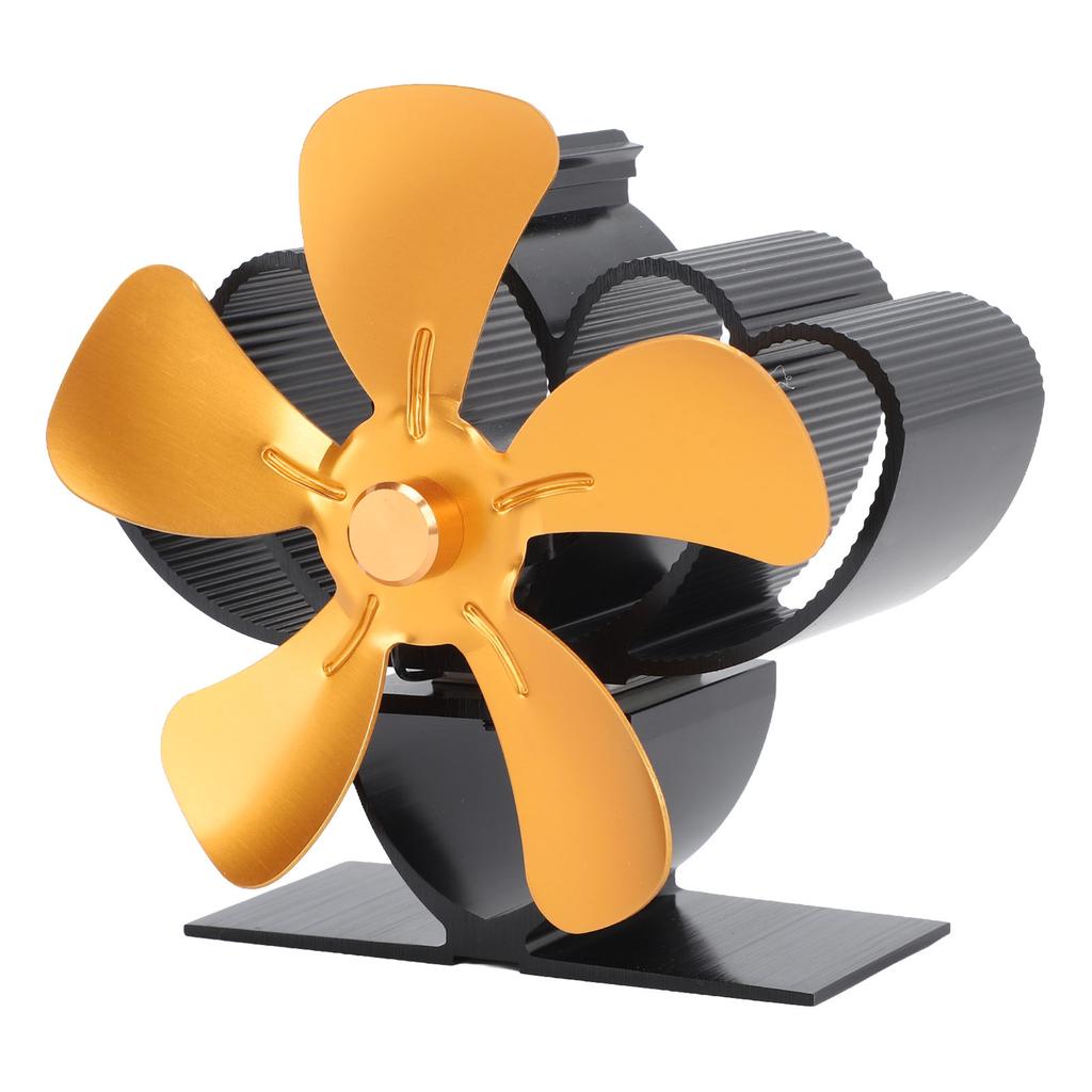 Тепловой вентилятор для печи из алюминиевого сплава с низким уровнем шума, устойчивый вентилятор для дровяной печи для камина, золото