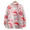 Women's Fashion Round Neck Casual Long Sleeve Christmas Cute Printed Woolen Knit Top