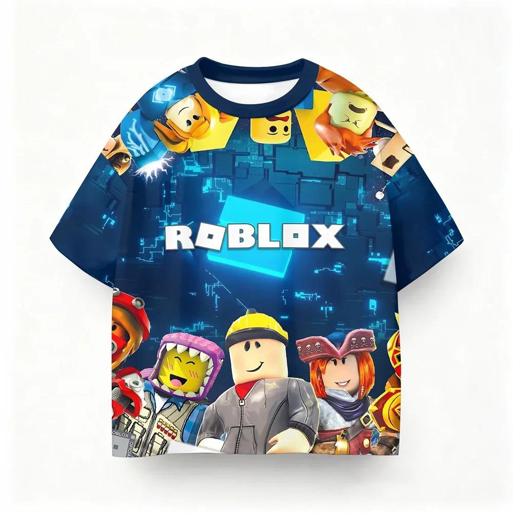 Fashion Roblox Kids Short Sleeve TShirt Colorful Rainbow Character Print Casual Tops for Boys Girls Daily Playwear