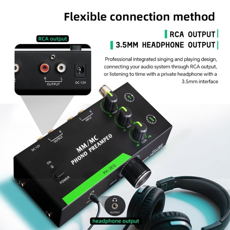 Предварительный усилитель для MM MC проигрывателей High Fidelity, с балансными входами и выходами XLR и настраиваемыми регуляторами низких, средних и высоких частот