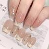100% HANDMADE Short Coffin Artificial Nail Pure Desire Gentle and Fresh Diamond Handmade Wearing Armor New Bride Style Phototherapy Nail Patch