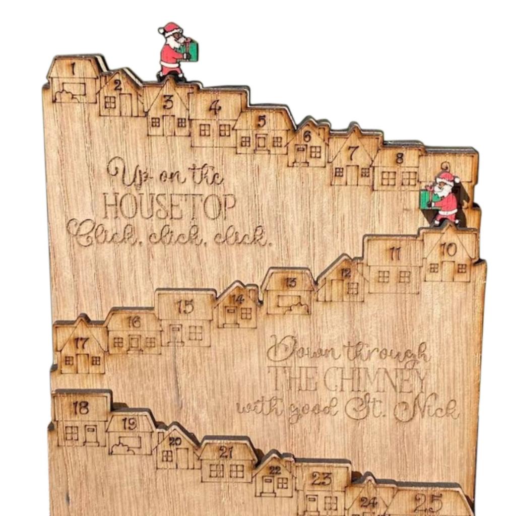 Santa Castle Countdown Advent Calendar Christmas Ornament Wooden Craft Gift