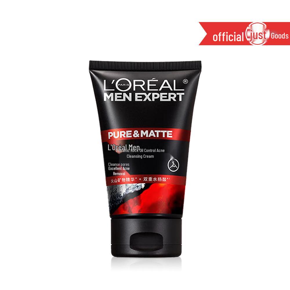 L'Oréal Men Очищающее средство с углем для контроля жирности 100 мл - Освежающий увлажняющий крем с вулканическим камнем