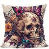 Home Decor Skull & Butterfly Floral Pattern Pillow Cover Pattern Cushion Cover Suitable for Sofa Bedroom Car Pillow Cover