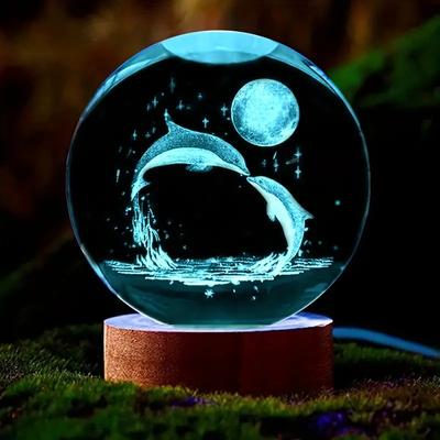 3D Дельфин Луна Хрустальный шар Подарок на день рождения Хрустальный шар Украшение