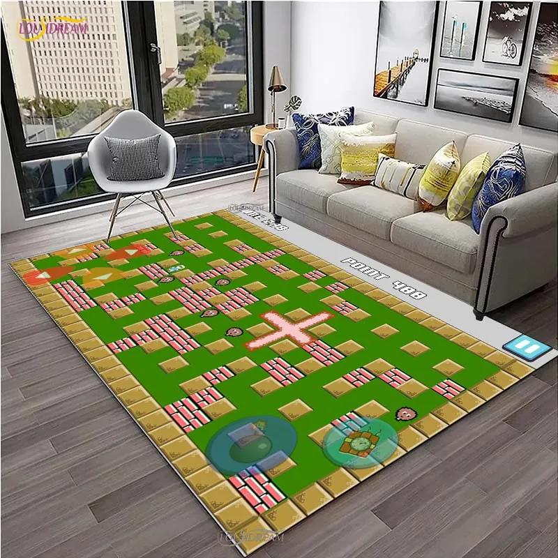 Ретро Ковер для игры Bomberman для гостиной, коврик для спальни, коврик для кухни с нескользящим покрытием, ковер, подарок на день рождения, коврик-постер