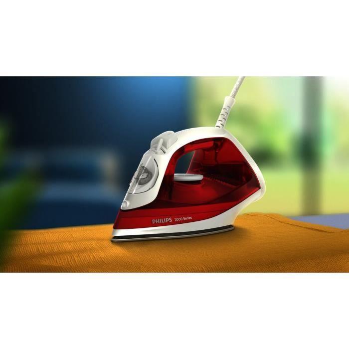 Fer a repasser vapeur - PHILIPS - DST2010/40 - A vapeur avec systeme Calc Clean - 25g/min vapeur continue - 2000W - Rouge/Blanc